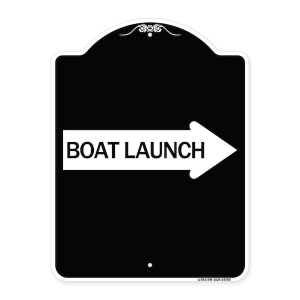 Signmission Boat Launch With Right Arrow Heavy-Gauge Aluminum Architectural Sign, 24" x 18", BW-1824-24405 A-DES-BW-1824-24405 - main